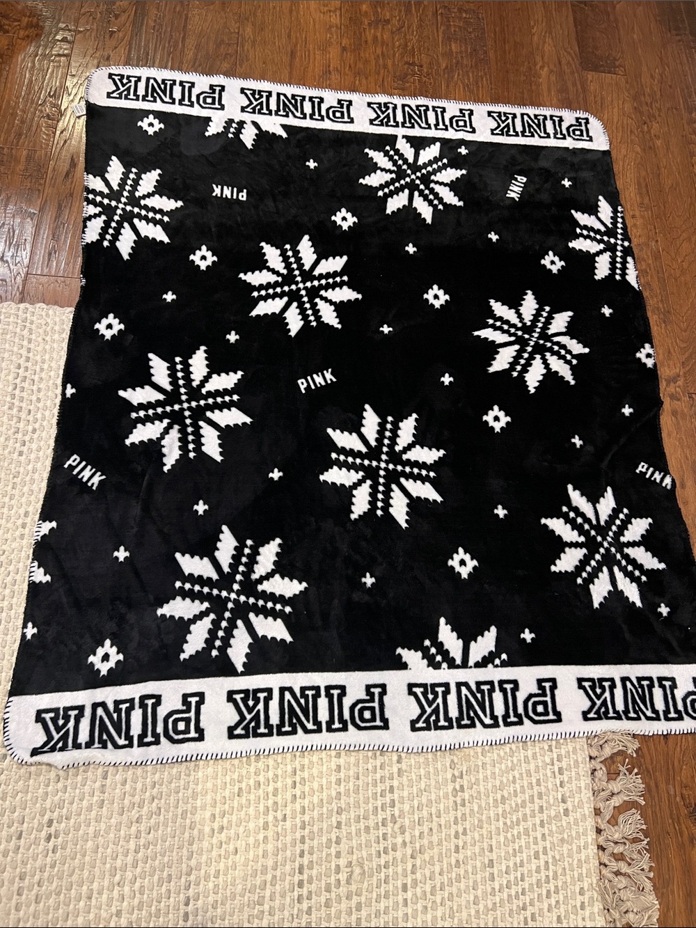 Black & White Pink Holiday Blanket 50X60”
